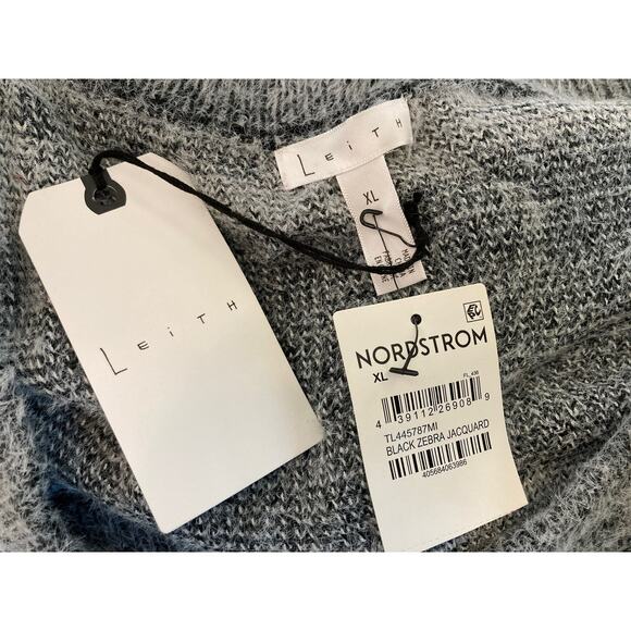 Leith Soft Fuzzy Button Cardigan Sweater Sz XL/Extra Large in Black Zebra NWT - Picture 6 of 7